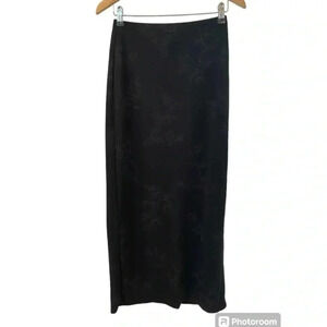 Express Womens Y2K Black Midi Floral Pencil Skirt